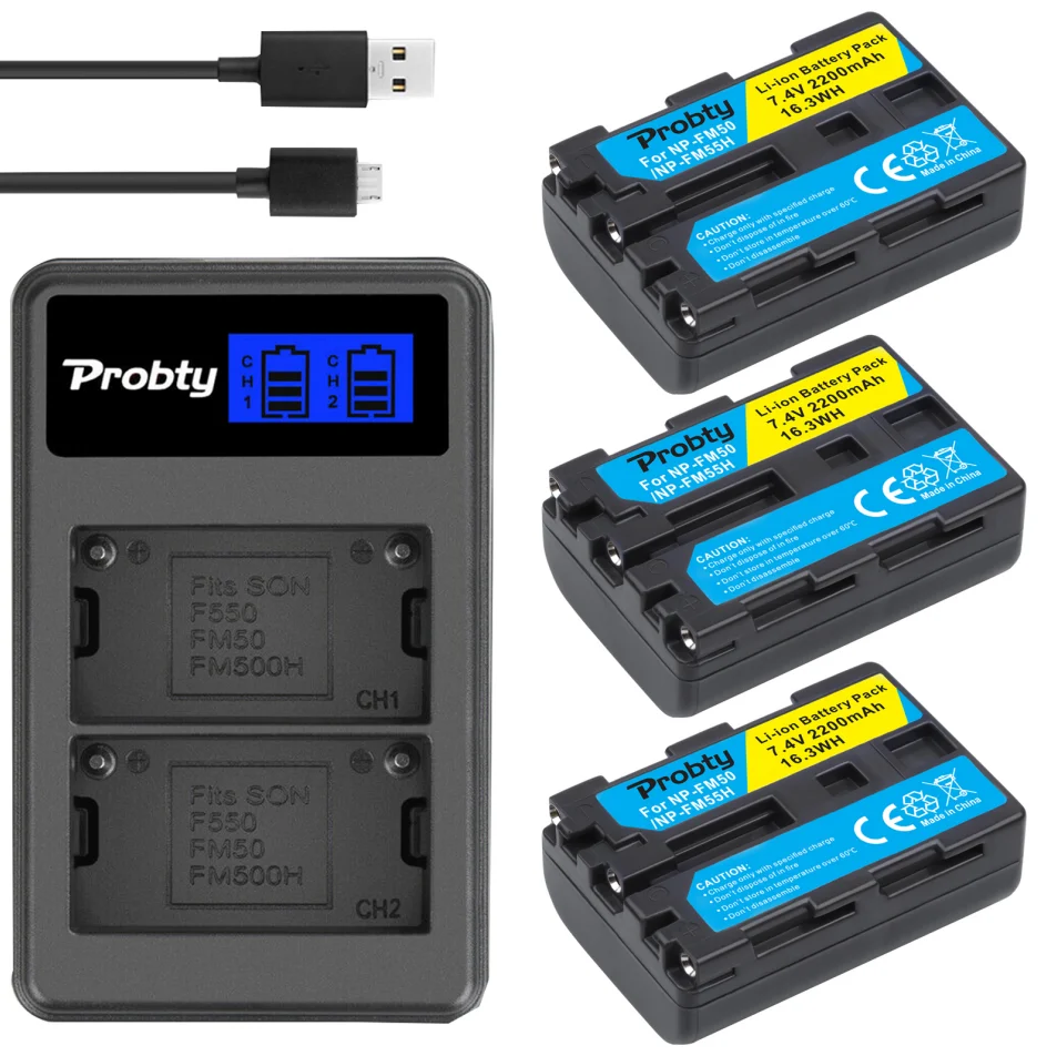 Batteria E Caricatore Doppio NP-FM70 Compatibile Sony - 2 Batterie Litio 3400mAh E Caricatore USB Per DCR-PC115/PC120 - Foto 2