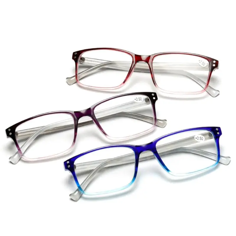 

Simple Comfortable Reading Glasses Lightweight Men Women Square PC Frame Gradient Color Personality Eyewear Diopter +1.0~+4.0