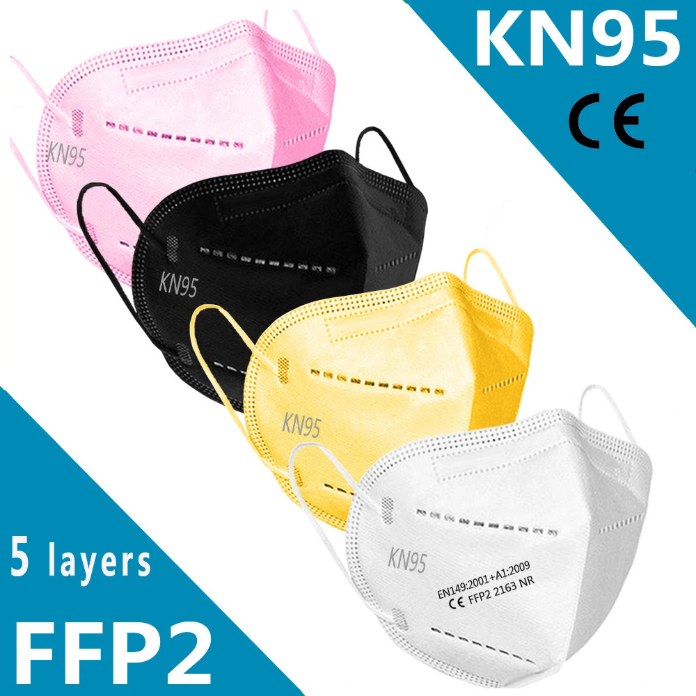 5-200 шт. FFP2 Mascarillas CE маска черный KN95 5 слоев уход за кожей лица фильтр респиратора