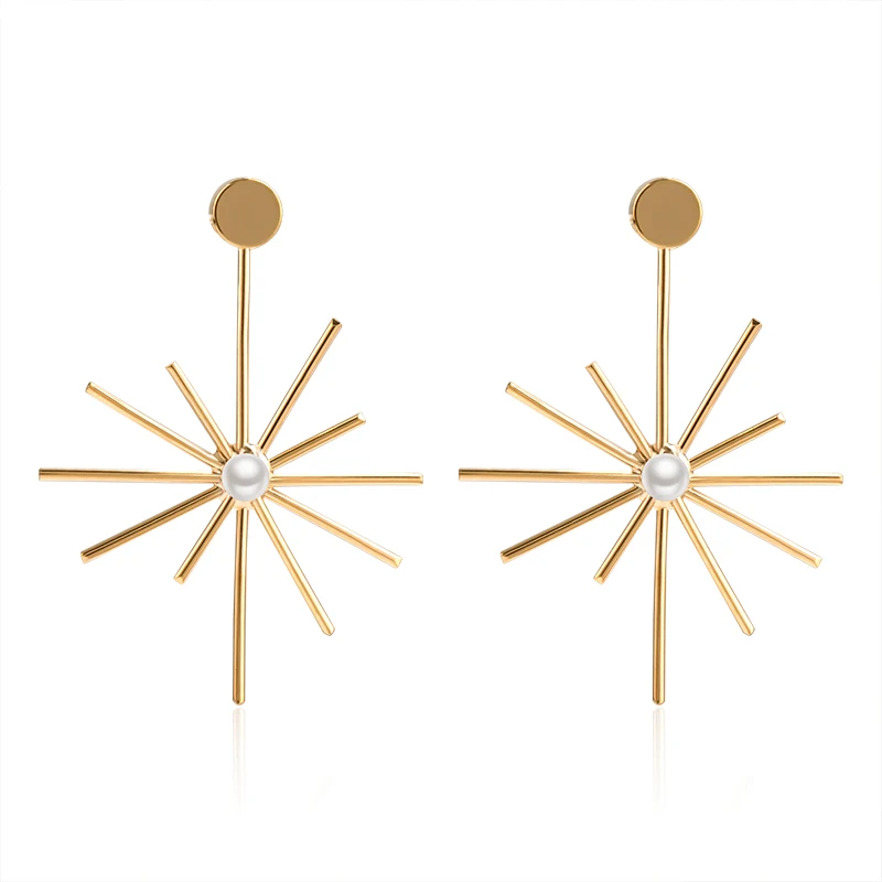 

1 Pair Sun Pearl Copper Alloy Funny Earrings Rose Gold Fireworks Bloom 925 Sterling Silver Needle Jewelry Earrings For Women