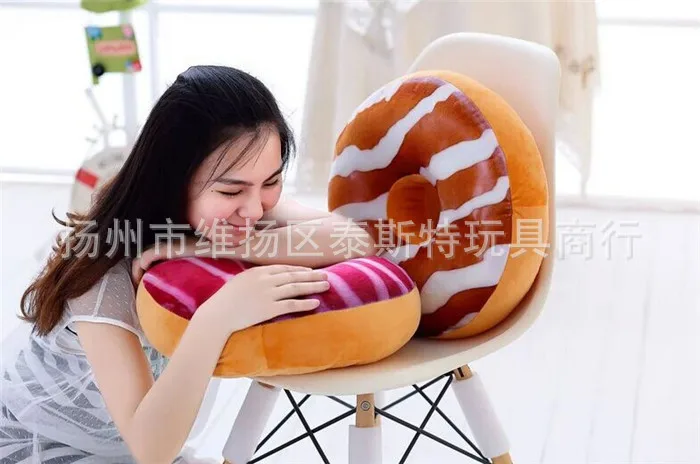Creative Model Donuts Plush Pillow Cushion Round Toy Super Soft Velvet Seat Cushion Birthday Gift