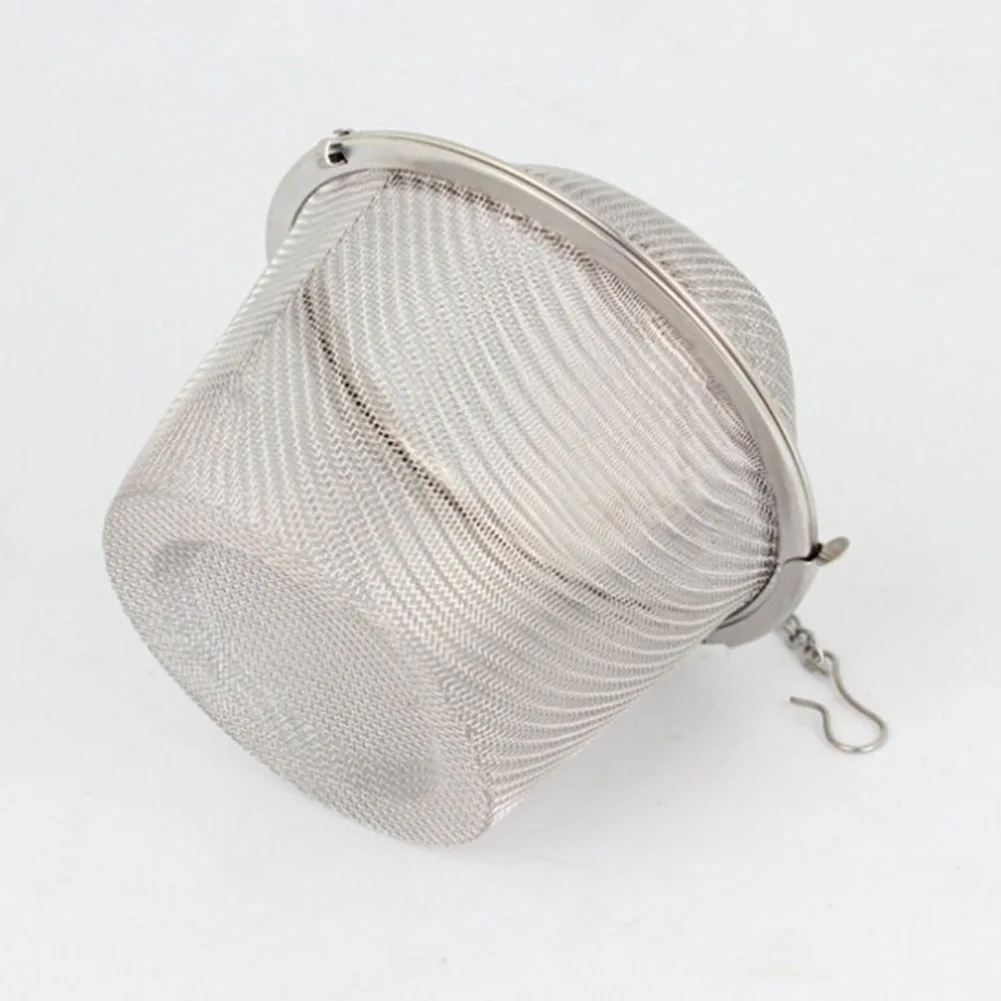 Stainless Steel Bucket Tea Ball Infuser Fine Mesh Filter Strainer with Chain Loose Tea Leaf Spice Home Kitchen Accessories