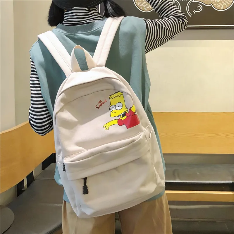 

Backpack Canvas Women's Cartoon-Style 2019 New Style College Student School Bag Korean-style Simple Versatile High School Backpa