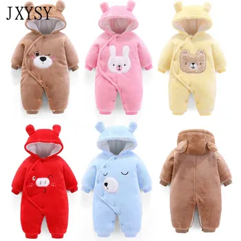 

2019 Winter Newborn Baby Romper Cartoon Animal Pattern Baby Girl Clothes Toddler Boy jumpsuit Children Hooded Infant Romper