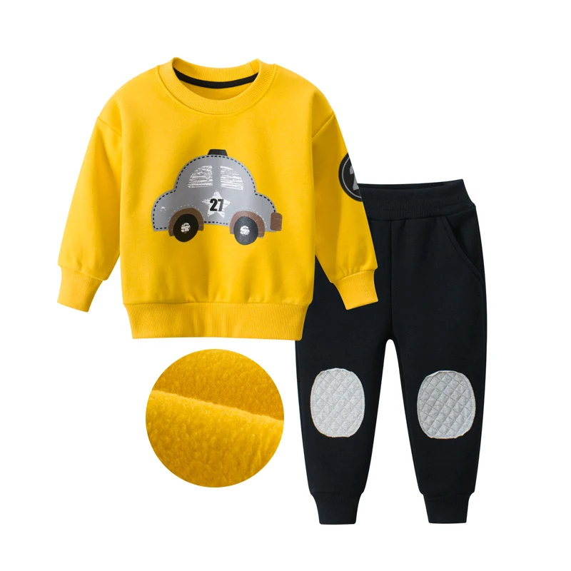 

Children Winter Clothes Baby Boys Cartoon Clothing Sets Cute Car Printed Cartoon Warm Sweatsets for Baby Boys Girls Kids Clothes