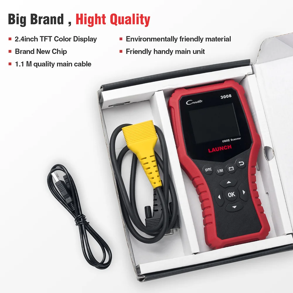 LAUNCH X431 CR3008 obd2 code reader scanner support full obdii diagnostic +battery voltage test Creader 3008 free update online |