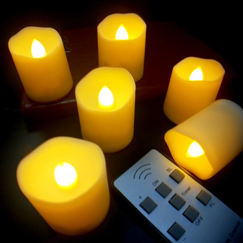 6pcs Electronic Led Candles Flame Flickering Tealight Yellow Home Bedroom Party Wedding Festival