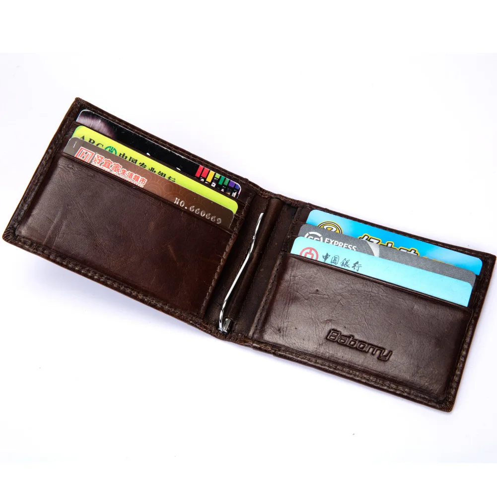 

Genuine Leather Wallet for Men Bifold Cowhide Short Credit Card Case RFID Blocking Dollar Money Clip Brief Wallets Clutch Purse