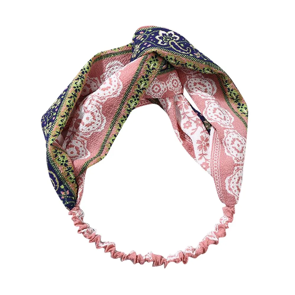 D Модные женские обручи в Корейском стиле, Boho, цветочный узел, эластичный ободок, повязка на тюрбан, Йога, спортивные аксессуары для волос, L58 - Цвет: D