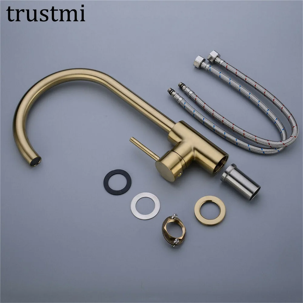 Латунь Коммерческая кухонный кран с одной ручкой 1 отверстие смеситель для