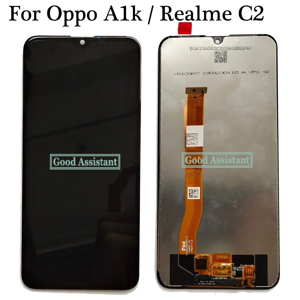 Черный 6,1 дюйма для Oppo A1k CPH1923/для Oppo Realme C2 RMX1941 RMX1945 ЖК-дисплей кодирующий преобразователь сенсорного экрана в сборе