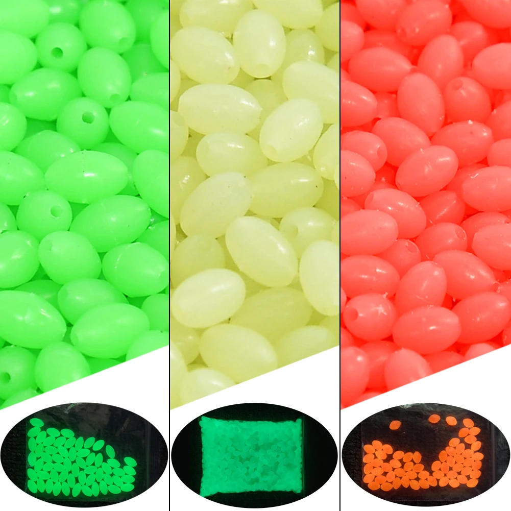 Pretty Comy 100pcs/lot Soft Fishing Beads Stopper 6mm/8mm Luminous Round  Fishing Space Beans Stops Soft Rig Lure Accessories 