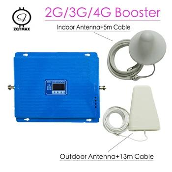 

ZQTMAX 2G 3G 4G Tri Band Mobile Signal Repeater GSM 900 DCS 1800 WCDMA 2100 Cellphone Cellular Booster diy amplifier full kits