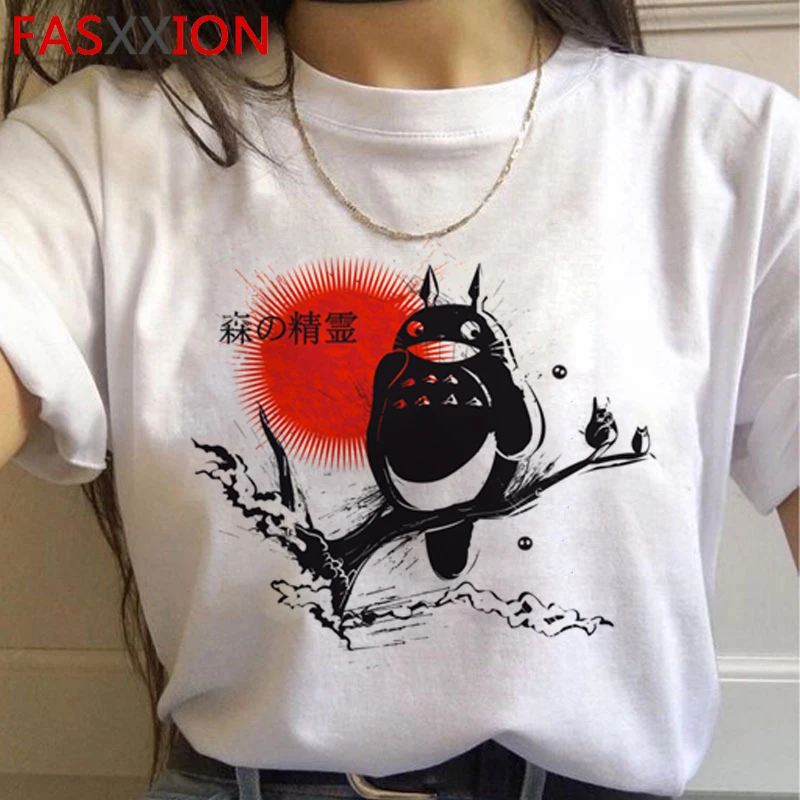 Totoro Studio Ghibli Harajuku футболка женская Ullzang Kawaii забавная мультяшная футболка Хаяо Миядзаки 90s футболки милые футболки женские - Цвет: H4644