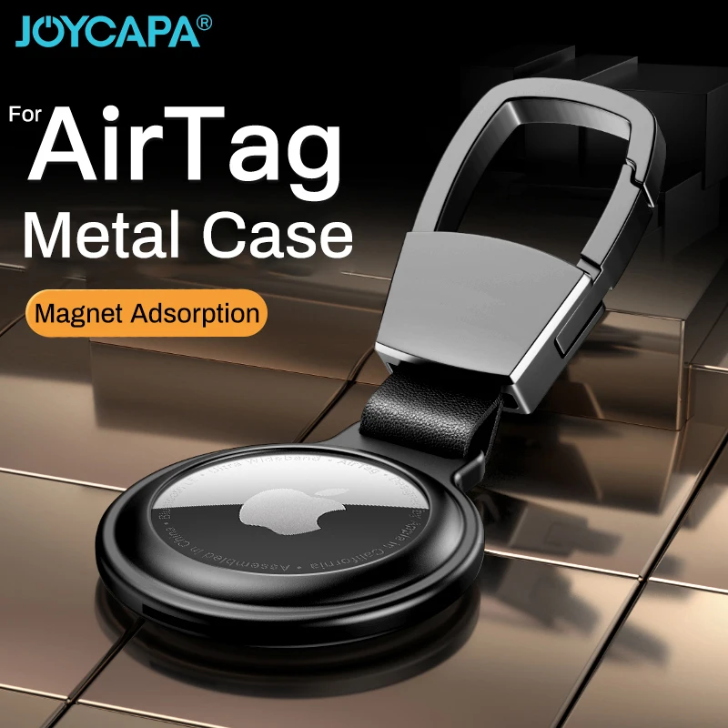 Magnetic Adsorption Cover For Apple Airtag Tracker Protective Sleeve Holder For Air Tag Locator Keychain Protector Metal Case