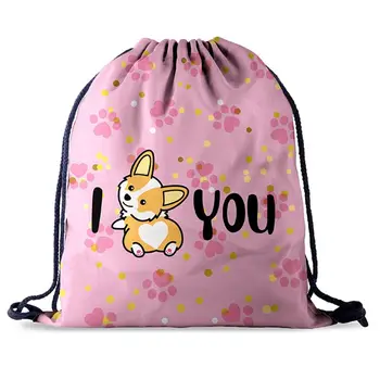 

Portable Women Backpack Print Shopping Bags Drawstring Daypack Travel Shop Bag