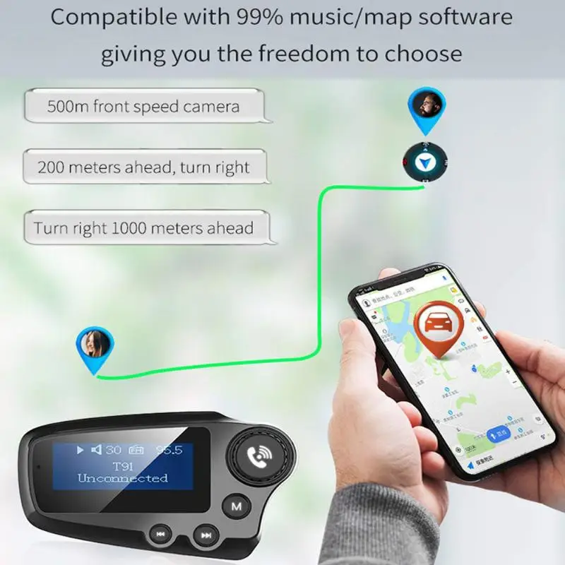 T91 Bluetooth 5,0 fm-передатчик легкость и портативность не занимает места автомобильное USB зарядное устройство MP3-плеер с экраном 1,8 дюйма