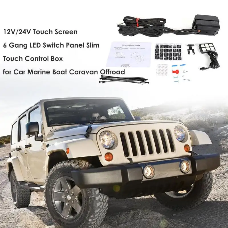 Touch Screen 6 Gang LED Switch Panel Touch Control Box for Jeep Offroad Vehicle Applicable to Ships Yachts Cars Buses Etc