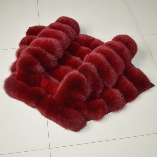 wine red Новая брендовая роскошная женская зимняя Толстая настоящая шуба из лисьего меха, шуба из натурального Лисьего меха, куртка высокого качества с большим воротником, шуба из натурального Лисьего меха - Цвет: wine red