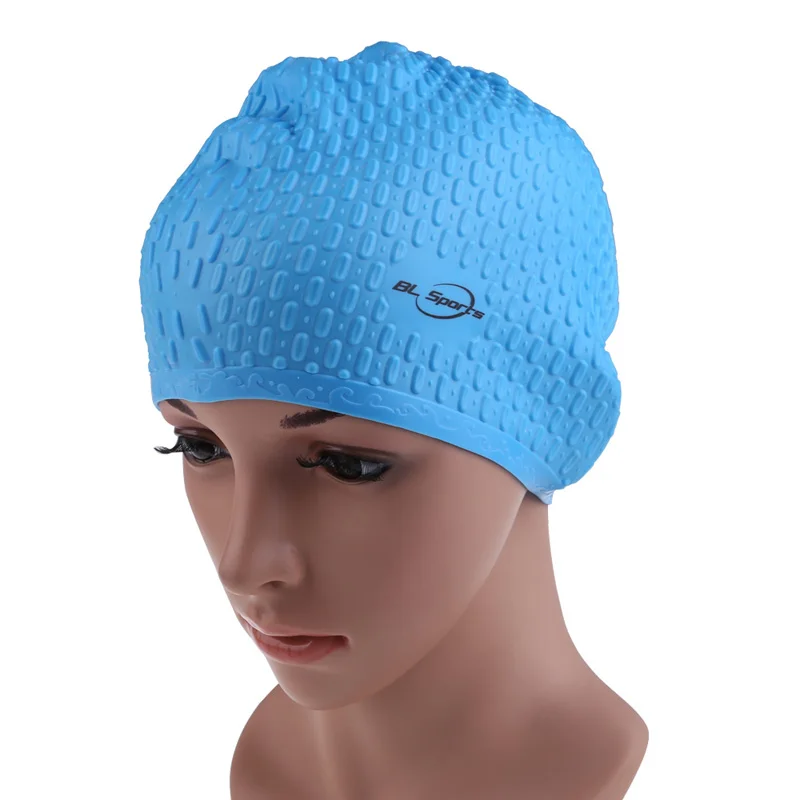 Силиконовые водонепроницаемые шапочки для купания, шапка, уши, свободный бассейн и длинные волосы для мужчин и взрослых, шапочка для плавания, спортивная защита для плавания, ming для женщин - Цвет: Light Blue