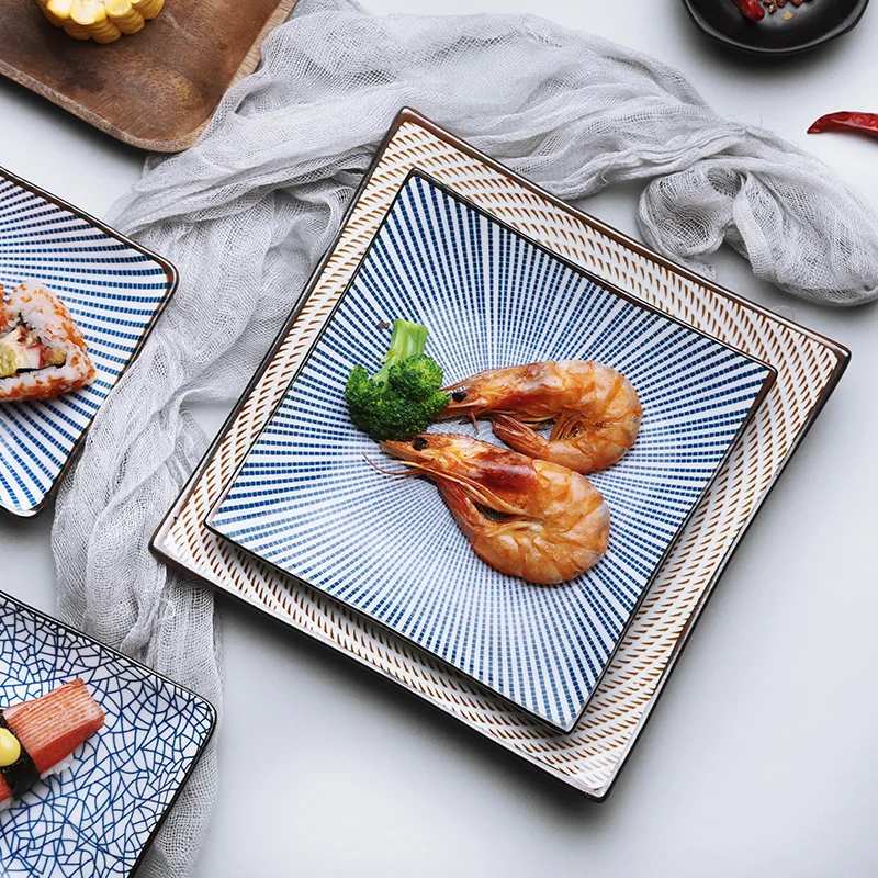 

Japanese Style Plates Ceramic Dinner Plates Sets Geometric Dishes Plates Phnom Penh Square Tableware Dessert Sushi Plate