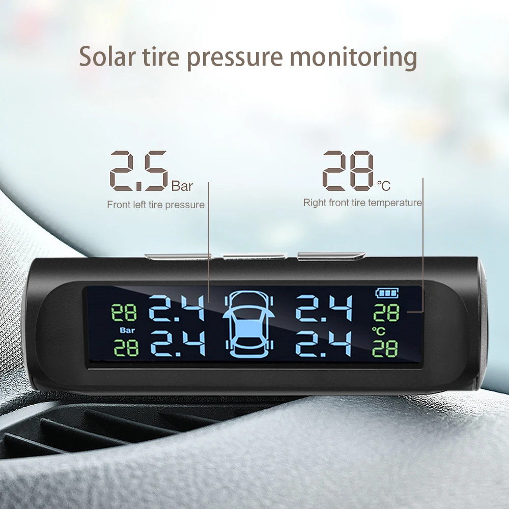 

New Solar Power TMPS Car tire pressure monitoring system auto wheel alarm device external sensors for Coupe SUV VAN Coach