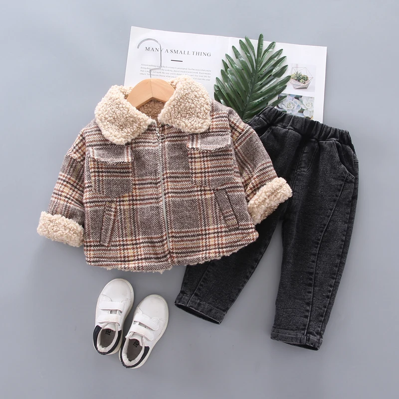 Зимний теплый комплект одежды для мальчиков новинка Детская Модная хлопковая