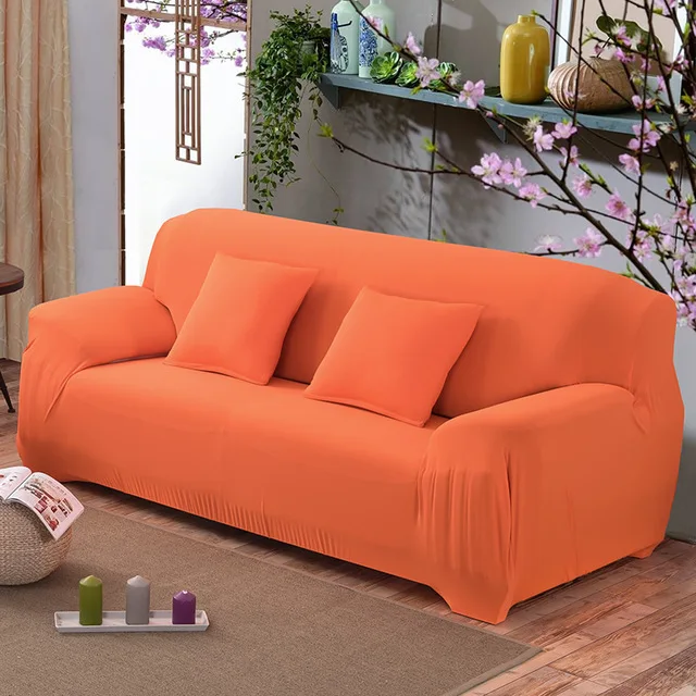 Orange 22 цвета на выбор, Одноцветный чехол для дивана, растягивающийся чехол для дивана, чехлы для дивана на двоих, чехлы для полотенец - Цвет: Orange