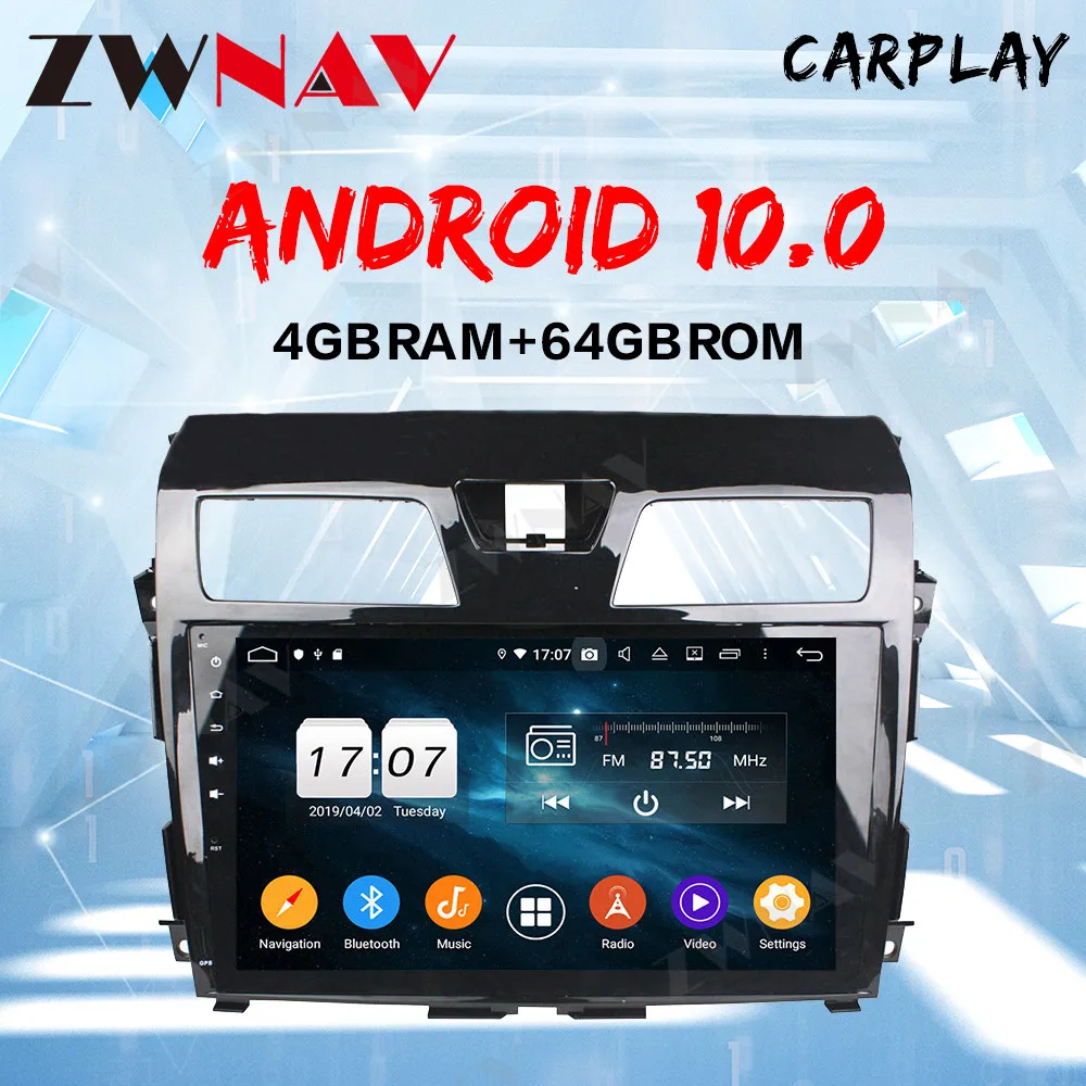 

ZWNAV android 10.0 1 DIN Car NO DVD GPS carplay wifi For Nissan Altima tenna 2013-2018 With gps navigation stereo Radio