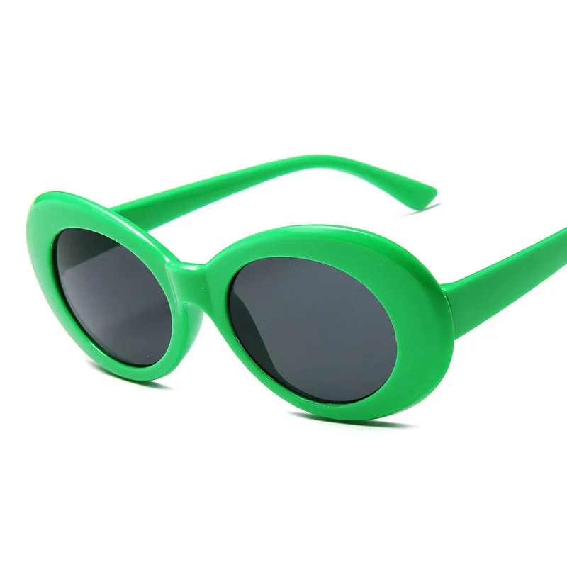 RBRARE Oval Sunglasses Women Goggles Vintage Round Thick Border Frame Glasses Classic Male Colorful Candy Color Pink Sun Glasses - Цвет линз: MN9750-EmeraldGreen
