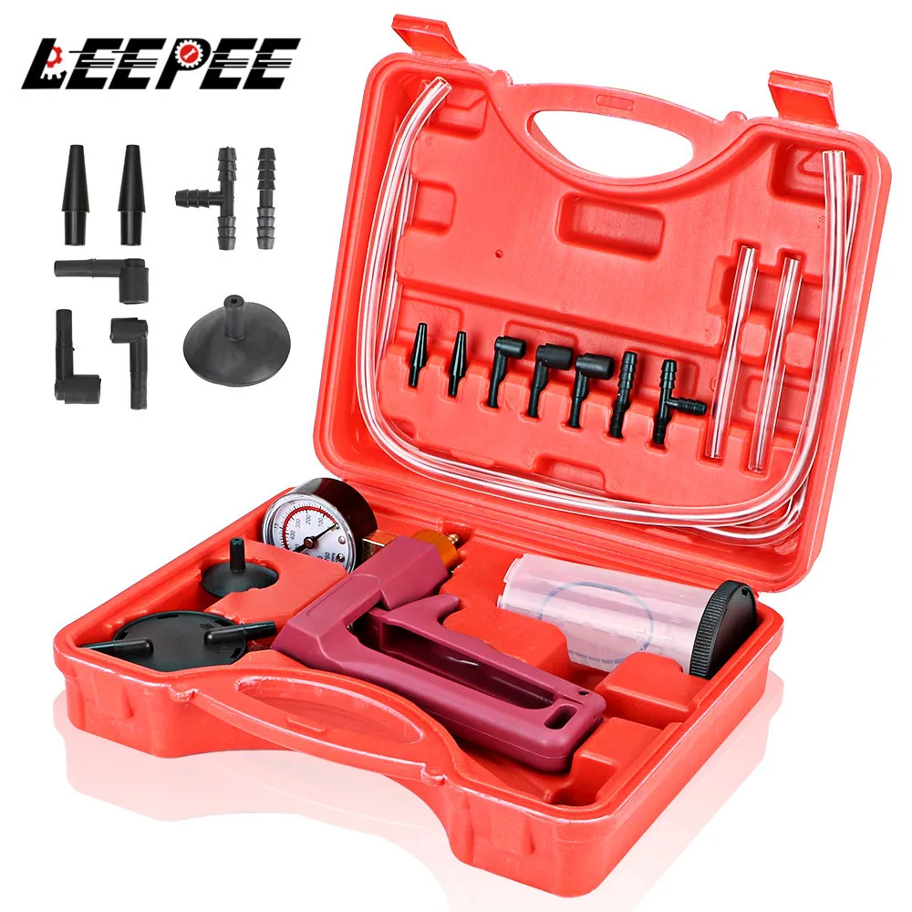 Brake Bleeder Tester Set Vacuum Pump Carrying Case Screw Adapter