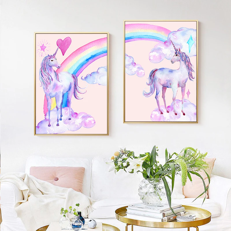 Canvas-Painting-Rainbow-Unicorn-Posters-And-Prints-Watercolor-Pegasus-Wall-Art-Decorative-Picture-Nordic-Style-Kids (2)