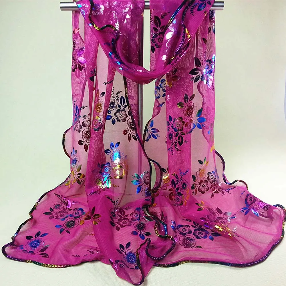 Цветной цветочный шарф с кружевной окантовкой, Женский винтажный цветной цветочный кружевной марлевый шарф-накидка, богемный цветной шифоновый шарф