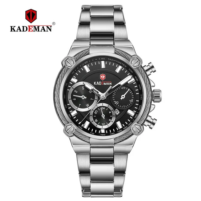 silver black KADEMAN женские часы, роскошные модные женские водонепроницаемые кварцевые часы, Топ бренд, золотые полностью стальные повседневные женские наручные часы - Цвет: silver black