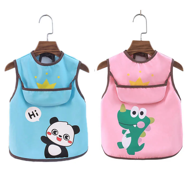 Baby Bibs Cute Colorful Cartoon Waterproof Infant Eating Children Drawing Long Sleeve Apron Self Feeding Bib | Детская одежда и