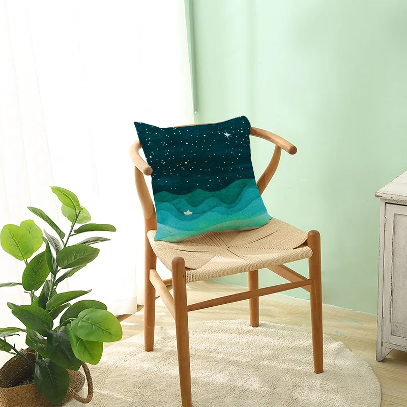 Супер горячая картина маслом холмы Лунная Подушка с морской тематикой чехол