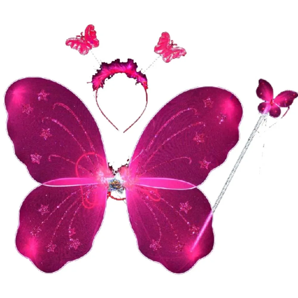 

WEIXINBUY Lovely 3Pcs Set Costume Wand Wing Xmas Headband Fairy Butterfly Kids Girl