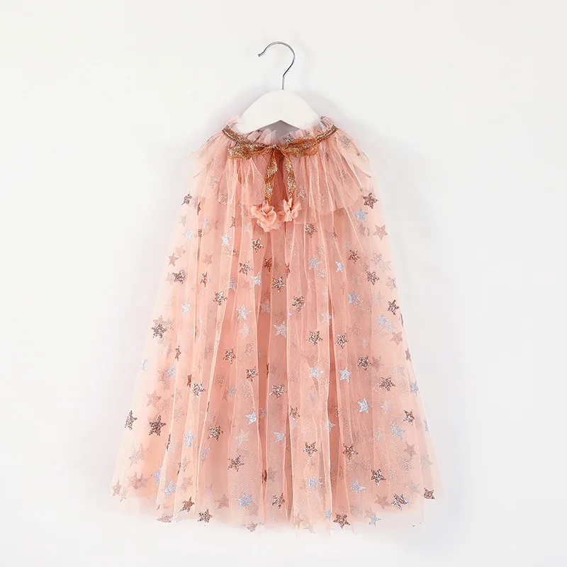 Baby Girl Cloak Sequin Ball Tulle Shawl Kids Dress Out Coat Party Beach Rainbow Wrap Princess Christmas Costume One Size