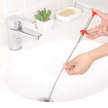 

Vacclo Hand Bending Pressure Sink Cleaning Pipeline Dredge Pipe Sewer Hook Cleaner Kitchen Tools Sink Clogged Hair Drain Sewer