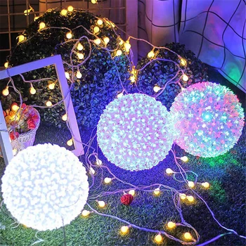 벚꽃 LED 스트링 라이트, 크리스마스 장식 대형 꽃 램프, 웨딩 홈 파티 정원 요정 장식, 50, 200, 300LED