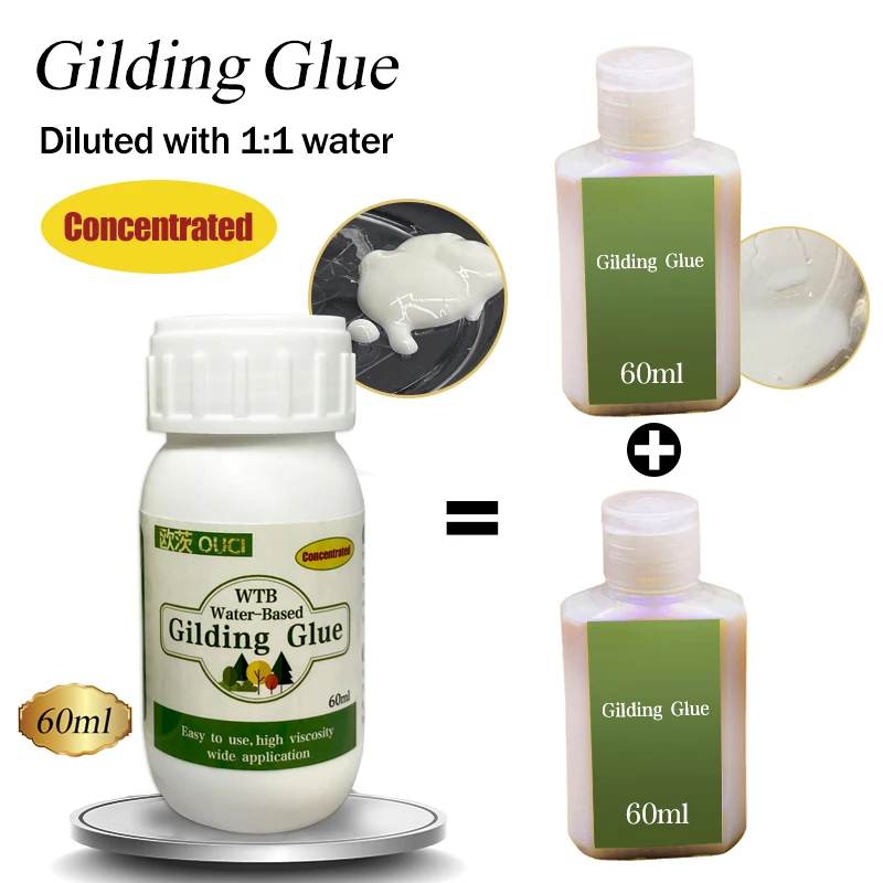 60ML Gilding Glue for Gold Leaf Foil Water-based Glue for Gold