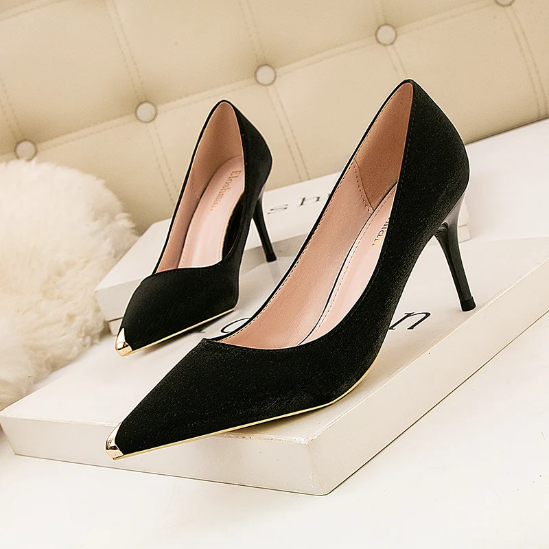 

2019 new fashion concise high heels pointed stiletto Silk Shallow shoes sexy comfortable womens shoes work shoes Pumps