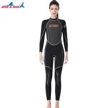 Женский водолазный костюм 3 мм цельный неопреновый с длинными рукавами гидрокостюм с высоким эластичным теплым серфингом, сноркелингом, купальный костюм