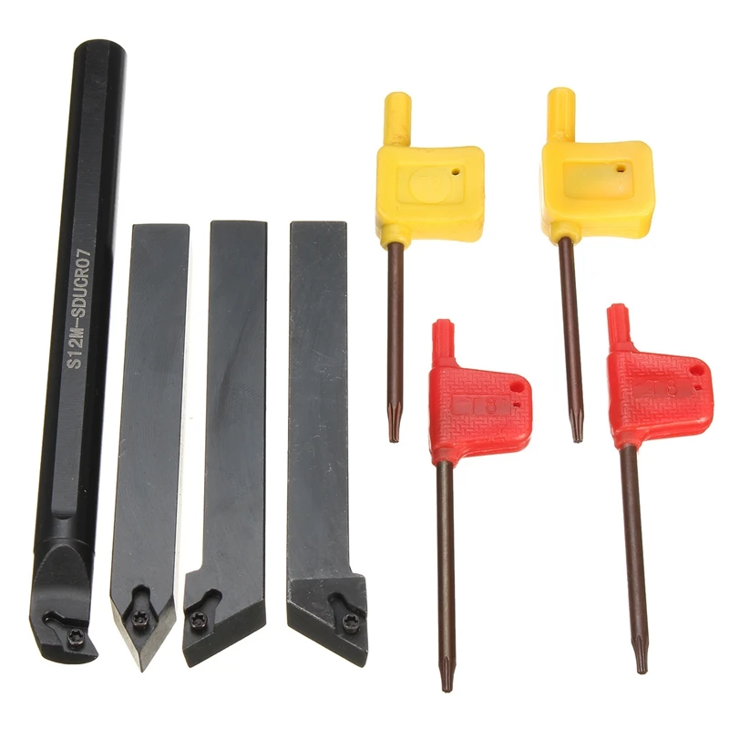 

8Pcs 12Mm S12M-SDUCR07+SDJCR1212H07+SDJCL1212H07+SDNCN1212H07 Lathe Turning Tool Holder Borning Bar for DCMT0702 Insert