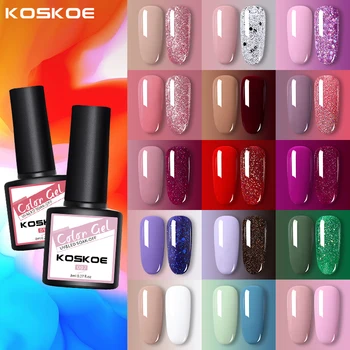 

KOSKOE Gel Nail Polish Purple Pink Color Semi Permanent Glitter Nail Varnishes Kits Set Holographics Soak Off UV Nail Art Gel