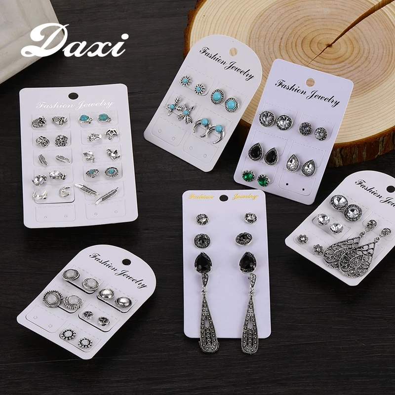 DAXI Boho Модные женские серьги-гвоздики vintag необычная прямая серьга Ювелирная набор