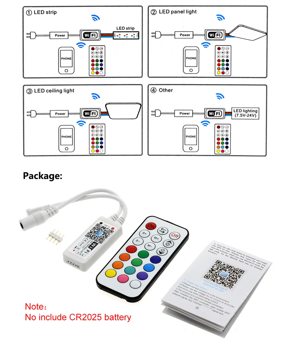 Светодиодный ленточное оборудование мини wifi RF21 ключ RGB/RGBW полноцветный контроллер DC12-24V