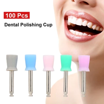 

100 Pcs Dental Polishing Cup Prophy Cup 4-Webbed Polish Cup Rubber Teeth Polisher Cup