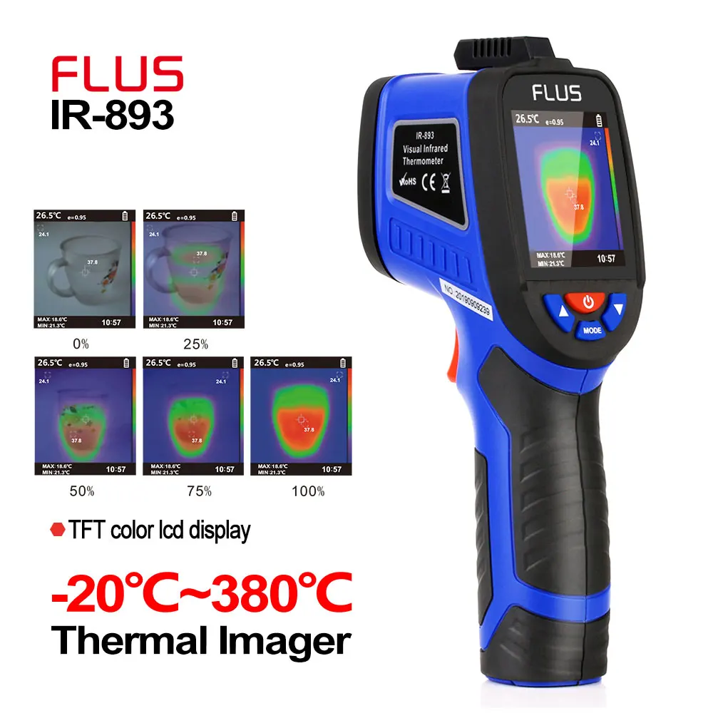 FLUS инфракрасный Тепловое изображение Ручной цифровой инфракрасный термометр портативная камера Портативный ИК тепловизор измеритель температуры - Цвет: IR-893