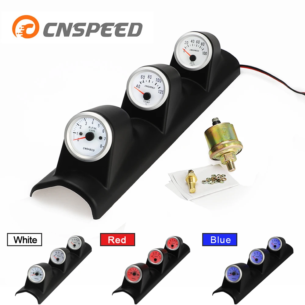 High Quality And Accurating 52mm Triple Gauge Auto Tachometer Rpm+water